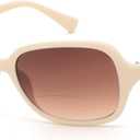 JM Bifocal Reading Sunglasses for Women Vintage Reader Glasses UV Protection Outdoor Beige +2.5