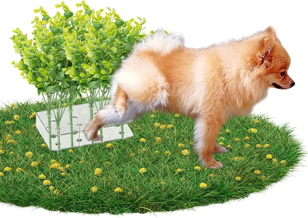6 PCS Fake Grass Plants Pee Post for Dogs to Pee on, Reusable Puppy Pee Post Training Tool Washable Artificial Eucalyptus Grass for Guiding and Trains Dogs to Urinate, Outdoor Dog Toilet