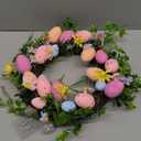 Easter Egg Wreath for Front Door - Pastel Eggs & Daisy Decor Porch Window Spring Wreaths with Fern Foliage Indoor Outdoor Decor for Easter Holiday Celebrations Decorations