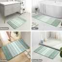 2 Piece Ombre Bath Mat for Bathroom, Non Slip Ultra Soft and Thick Water Absorbent Bath Carpet, Machine Washable & Quick Dry Bathroom Rug, for Bedroom Door Living Room Green-17" x 47" Plus 17" x 24"