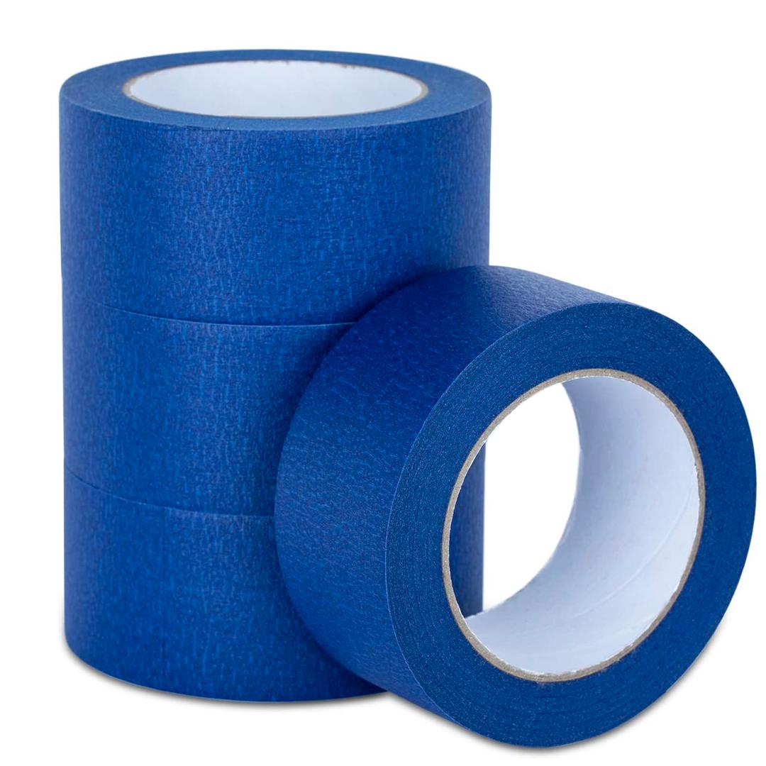 Blue Painters Tape, 2 Inch Masking Tape Bulk for Multi-Surface, Produce Sharp Lines, Residue-Free 196 Yards Total Set of 4 Rolls