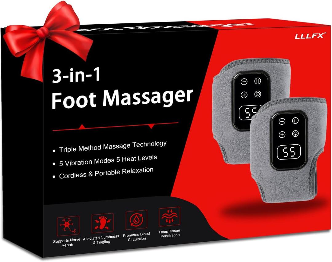2-Pack 2026 Upgraded 3-in-1 Foot and Ankle Massager - 5 Vibration Modes and 5 Heating Levels, Suitable for Relieving Daily Foot Fatigue, Wireless and Portable