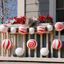 Tuanse 12 Pcs Candy Christmas Decorations Paper Lanterns DIY Ornaments Set with 8 Inch Paper Lanterns 6.6 ft Christmas Garland and Tools for Holiday Xmas Indoor Outdoor Decor(Red White Candy)