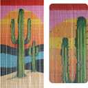 Vietbud Dcor Cactus Bamboo Beaded Curtains for Doorways, Decorative Room Divider, Natural Vietnamese Craft, Indoor Hanging Bamboo Blinds, Sturdy Hook, Easy to Clean, 35.43 x 78.74 Inches