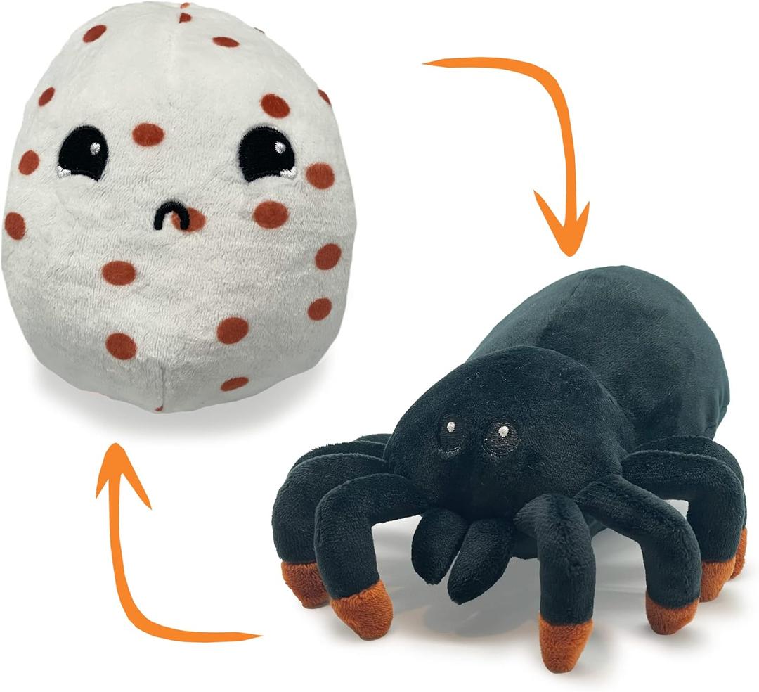 | Reversible Tarantula to Egg Plushie | Happy + Sad | Show Your Mood | Stress Relief Plush 7"