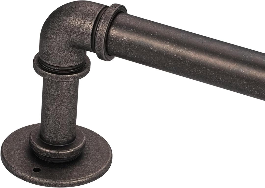 Industrial Curtain Rods for Windows 18 to 45 Inch, 1 Inch Diameter Adjustable Blackout Heavy Duty Windows Drapery Rods with Aluminium Finials,Cobalt Silver