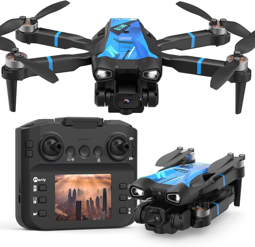 M18LCD Drone with 4K Camera for Adults Drone with Screen on Controller Brushless Motor Optical Flow Positioning Headless Mode One Key Takeoff/Landing RC Quadcopter for Beginners Adults Gifts