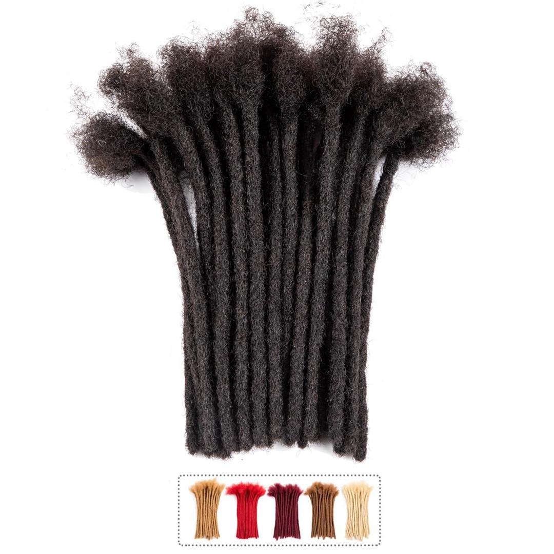 Teresa 0.4cm & 0.6cm & 0.8cm Width 6-18 Inch 100% Human Hair Dreadlock Extensions for Men/Women/Kids, Full Hand-made Locs Extensions Human Hair Bundles(0.6cm/6 Inch/20 Strands,Natural Black)