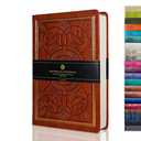 VICTORIA'S JOURNALS Vintage Leatherette Journal Hard Cover Lined Old Looking Notebook Travel Diary Brown, 5.7” x 8.1”