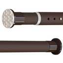 Oxdigi Tension Shower Doorway Curtain Rod/Adjustable 102.4-122.1 inches No Drilling Window Curtain Rod for Bethroom, Indoor Decor/Brown