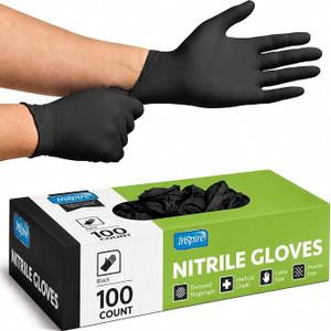 Inspire Black Nitrile Disposable Gloves | 4.5 Nitrile Disposable Safety Medical Cooking Cleaning Gloves 10 Packs Black - Box of 100