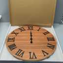 Large Wall Clocks for Living Room Decor 24 inch Solid Wood Clock Battery Operated Rustic Brown Wall Clock Silent