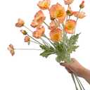 Set of 6 Poppies Flowers Artificial Silk Flowers with Long Stems Faux Wildflowers Bouquet for Vases Oil Pastel Style for Wedding Party Indoor Home Office Decor (Gradient Coral)