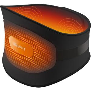 IKEEPFIT Portable Heating Pad for Back, Cordless Wearable Heat Belt with Massager for Lower Back Pain Relief, Battery Powered 8000 mAh Rechargeable, MAXwarm 3.0, Gift for Women Men 90-310 lbs (Black)