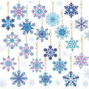 Snowflake Diamond Painting Keychain Kits 5d DIY Winter Diamond Art Ornaments Pendants Double Sided Hanging Key Chains for Christmas Party Decoration Kids Art Crafts(Snowflake Style)