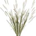 4 Pcs Bunny Tails Artificial Flowers Spring Summer Plants Boho Pampas Grass 32" Floral Stems with Green Artificial Wheat Grass White Dried Flowers Arrangements for Fall Vase Home Decor Wedding