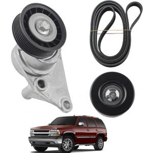 Complete Serpentine Belt Drive Component Kit Compatible with 2003-2006 Chevrolet Avalanche Silverado Express, 2002-2007 GMC Sierra Yukon, Cadillac Escalade Replaces 12609719 12555609