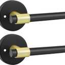 goldenwarm 1 Pack Black and Gold Dummy Door Handles, Non-Turning Single Side Pull Door Lever Matte Black and Gold, Heavy Duty Door Handle for Closet Pantry(Square, Zinc Alloy, 2 Single Door Handle)