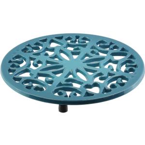 Antrader Cast Iron Trivet, Enameled Pot Stands with Rubber Feet, Heat Resistant Metal Hot Pot Holder for Table & Countertop Protection,Blue