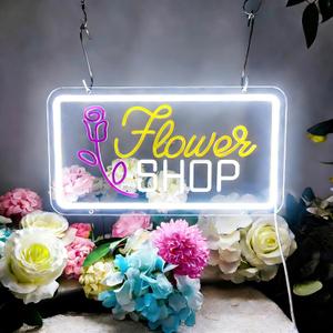 Flower Shop Neon Sign for Wall Decor,Led Neon Lights for Bedroom Wall Art Decor Usb Powered 35 * 19cm Man Cave Flower Shop Birthday Party Decor,SIGNVIA