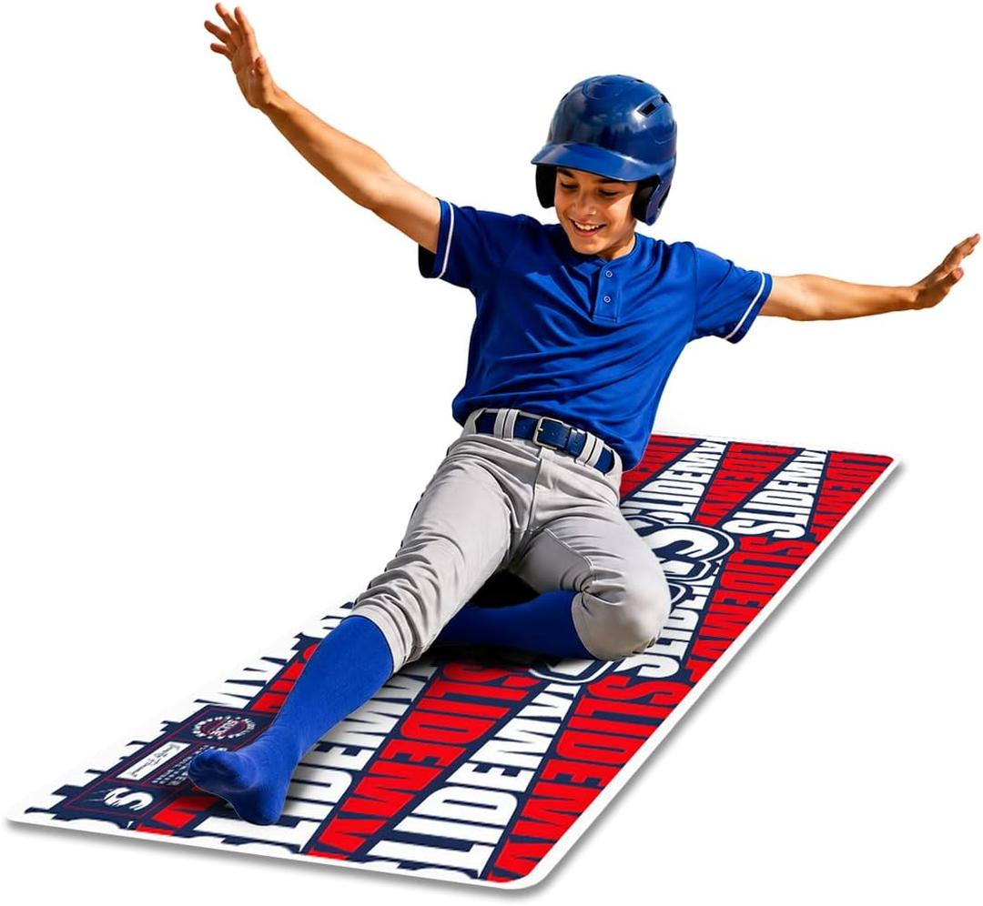 Baseball & Softball Sliding Mat Training Aid, Portable Baserunning Practice Mat with Instructional Guide, 87"