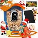 PeckCam Smart Bird Feeder with Camera 2K HD Auto Detect & Notify, AI Identify 10000+ Birds Camera with Solar Panel 5 Perch Attachments Wireless Outdoor Birdwatching Gift for Birds Lover, Orange