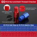 Thread Checker, 66pcs Nut and Bolt Thread Checker, 33 Inch & 33 Metric Box Set Thread Gauge, Thread Checker Standard and Metric Suitable for Size Checker of Bolts or Nuts in Narrow Areas