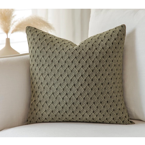 FIOUOVO 18x18 Cotton Green Decorative Neutral Couch Pillows for Living Room Set of 1, Olive Green