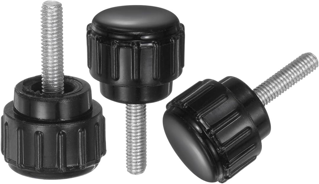 uxcell 20pcs M3 x 12mm Male Thread Knurled Knobs, Thumb Screws Clamping Knobs Grip 14mm Plastic Round Head Hand Knobs Thumbscrews, Black