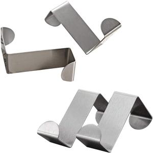 Mziart Pack of 4 Stainless Steel Reversible Over Door Cabinet Drawer Hooks Office Kitchen Towel Coat Hooks Rack, Silver