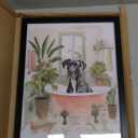 Great Dane in Bathtub Wall Art Poster Print, Animal Bathtub Restroom Wall Art Painting for Bathroom Decor Gallery Gallery 30 (Great Dane in Bathtub, 14" L x 11" W, Black Frame)