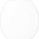 Gerber Round Front Toilet Seat with Cover, Standard Close, Quick & Easy Install, Heavy-Duty Plastic, Durable & Fade-Resistant, White GC55012043