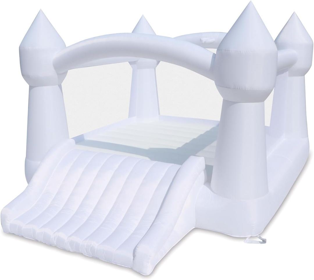 Bounceland Party Castle Daydreamer Cloud Bounce House, 16.4 ft L x 13.1 ft W x 9.3 ft H, Basketball Hoop, UL Strong Blower Included, Trendy Pastel Color, Fun Slide & Bounce Area, Castle Theme for Kids