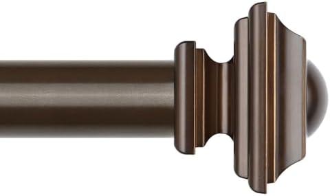 KAMANINA Bronze Curtain Rods for Windows 72 to 144 Inch(6-12ft), Heavy Duty Long 1 Inch Curtain Rod 32 to 144 Inches, Decorative Single Drapery Rods, Square End