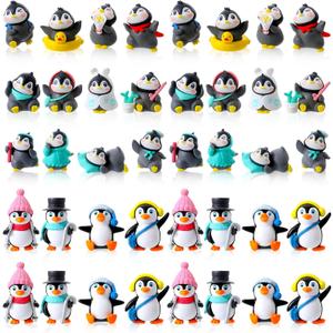 Jenaai 40 Pcs Miniature Penguin Figurines Mini Winter Resin Penguins Collection Playset for Cake Toppers Decorations Mini Garden Micro Landscape Home Terrarium Crafts DIY Birthday Party Favor