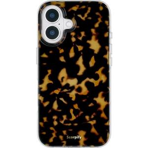 SCORPIFY for iPhone 16 Case [Compatible with MagSafe] with Dark Brown Tortoise Shell Design, Cute Brown Magnetic Phone Cover for Women Girls, Slim Shockproof Bumper