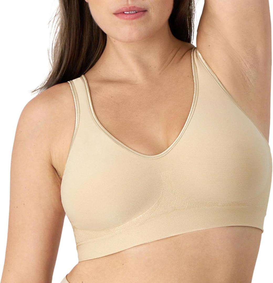 Bali Women's Wireless Bra, Comfort Revolution Seamless T-Shirt Bra, ComfortFlex Fit, Moisture-Wicking (Medium, Nude)