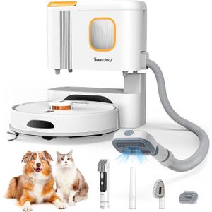 D20S Max+ Robot Vacuum and Mop, Specifically Handling Pet Hair Design, 6000Pa Max Suction, with Self-Empty Dock, 10 Weeks Hands-Free Cleaning, PreciSense LiDAR Navigation, App & Voice Control