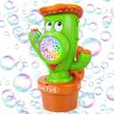 Vodolo Cactus Bubble Machine for Kid, Handheld Automatic Bubble Blower with Lights and Music Swing Dance Bubble Maker Blower Blaster Outdoor Toys