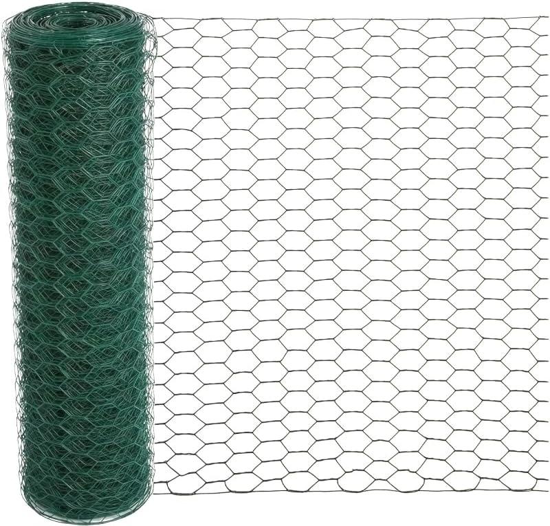 Chicken Wire 39.4IN x 78.8FT Green PVC Hexagonal Chicken Wire Garden Fence Netting Garden Fence Barrier for Craft Projects, Pet Rabbit Chicken Fencing