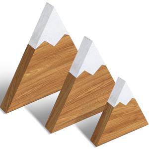 Maitys 3 Pcs 3 Size Mountain Shelf Decor Mountain Wooden Sign Farmhouse Wood Adventure Sign Woodland Nursery Decor Travel Table Centerpiece for Home(Beige)