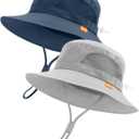 FURTALK Baby Sun Hat UPF 50+ Toddler Kids Bucket Summer Beach Hat for Boys Girls (0-6 Months, Gray+navy)