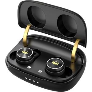 Monster Clarity 101Plus AirLinks Wireless Earbuds, Bluetooth 5.0 in-Ear Headphones with Charging Case, Stereo Earphones Deep Bass Sound, Built-in Mic, Clear Call, Water Resistant Design for Sports.