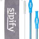 Flow-Limiting Safe Drinking Straw | Adaptive Drinking Aids for Elderly & Dysphagia Patients | Reusable Stainless Steel Straw with Soft Silicone Tip | Dishwasher Safe | 2 Pack