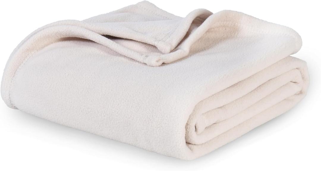 Berkshire Blanket Microfleece Queen Size Bed Blanket Macadamia,Lightweight Soft Breathable Plush Micro Fleece Blanket for Bed Couch Sofa,90x90 Inches