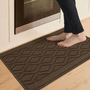 COSY HOMEER-Kitchen-Rugs-and-Mats 20"x32" Non Slip Kitchen Mats for Floor Absorbent Kitchen Rug Washable Kitchen Standing Floor Mat for Sink Mat,Throw Rug,Entry,Laundry,Brown