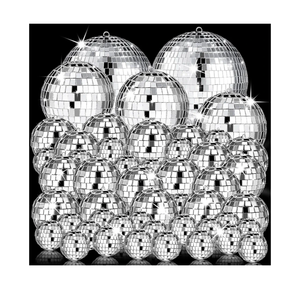 54 Pcs Mini Silver Disco Balls - Hanging Mirror Ornaments for Party, Wedding, Christmas Supplies