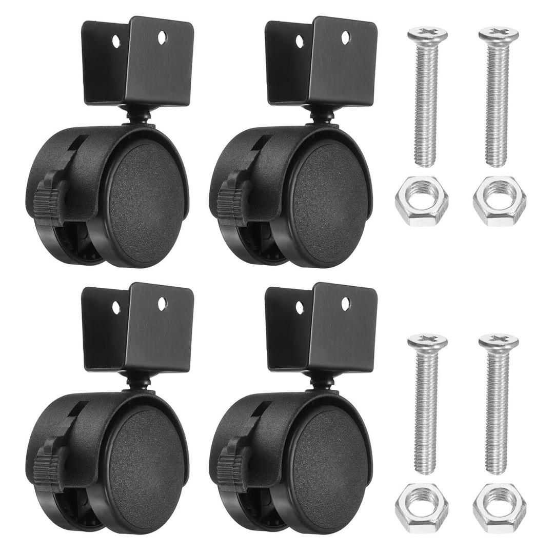 PATIKIL 2" Swivel Caster with 0.71" U Bracket, 4 Pack 360 Rotation Nylon Swivel No Noise Wheel with Brake Locking Caster for Furniture Legs Black