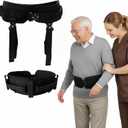 Gait Belt, Upgraded with Metal Buckle & Detachable Leg Straps, 7 Reinforced Handles, Transfer & Lift Belt for Seniors & Elderly, Walking Support and Mobility Assistance (Black, Medium)