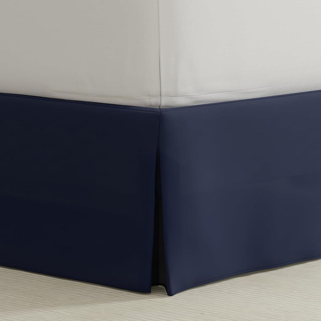 Bed Makers Never Lift Your Mattress Bed Skirt, Designed for Box Spring Beds, Split Corners, 14 Inch Drop Length, King, Navy